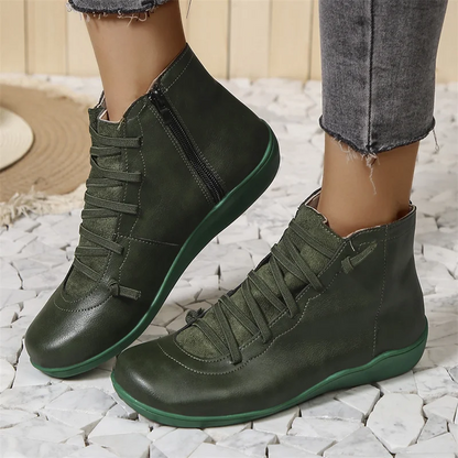 Bottines orthopédiques en cuir imperméables lacées pour femme – Confort quotidien