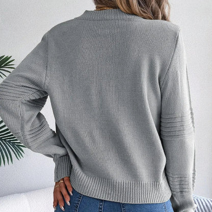 Pull Femme Col Rond Élégant – Tricot Confortable à Coupe Décontractée