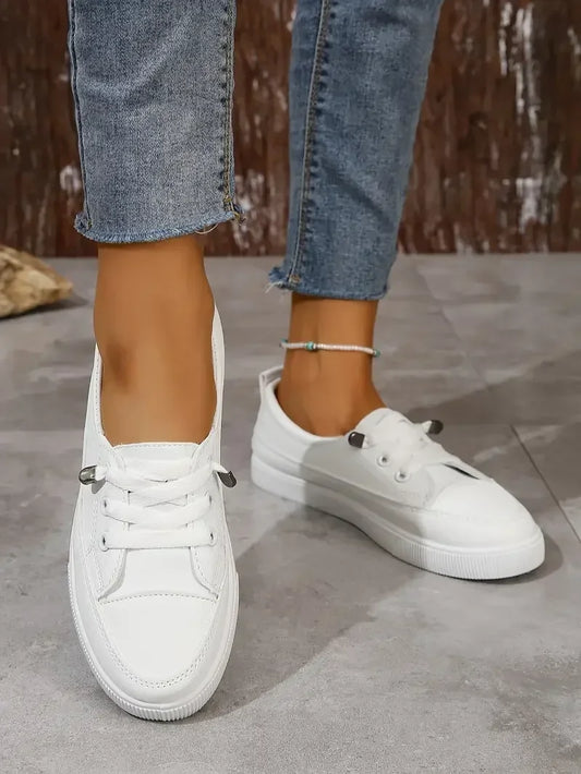 Chaussures Plates Décontractées pour Femme à Bout Rond avec Lacets