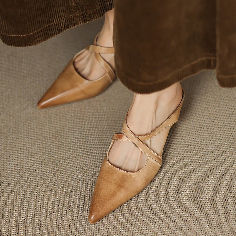 Mules en cuir véritable pour femmes – Élégantes, confortables et décontractées