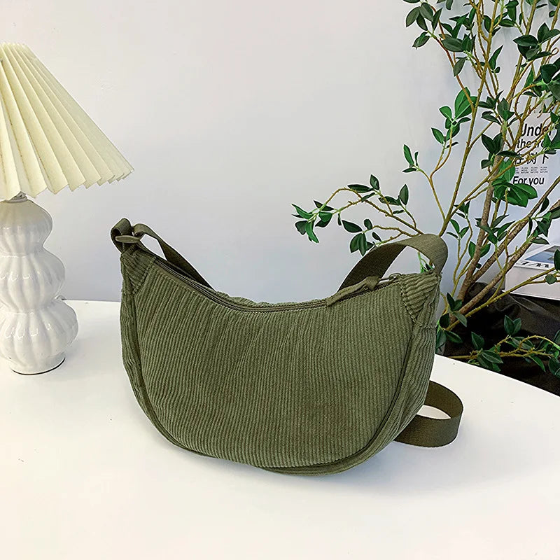 Sac bandoulière en velours côtelé élégant