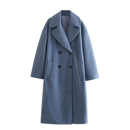 Manteau Long Femme en Laine Premium – Pardessus Long à Double Boutonnage