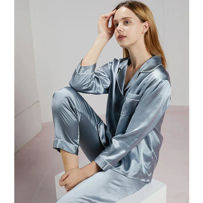Pyjama satin femme manches longues – Ensemble confortable et élégant pour la nuit