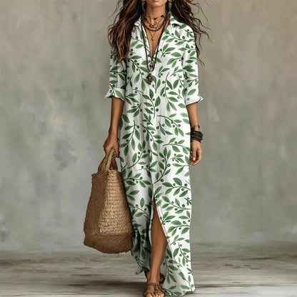 Women's botanical print shirt dress - Light and elegant
