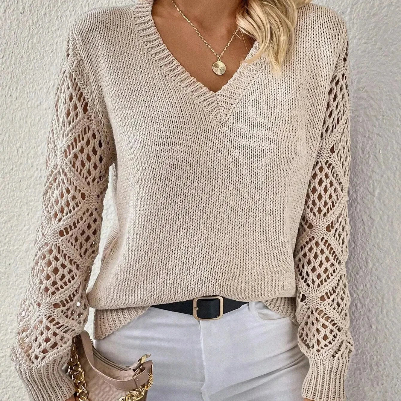 Pull à col en V élégant pour femme