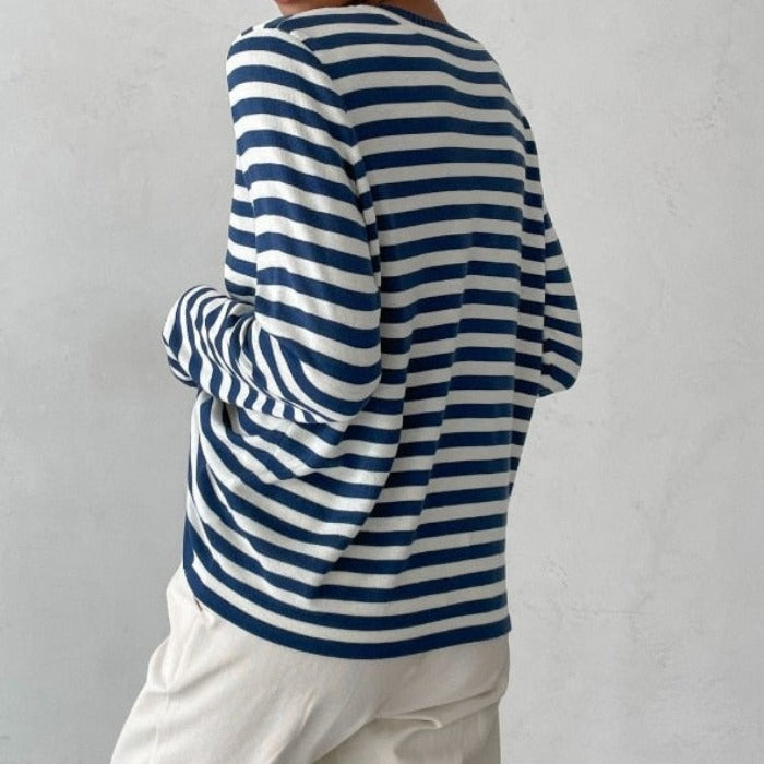 Pull Décontracté Rayé Doux pour Femme – Manches Longues Confortable