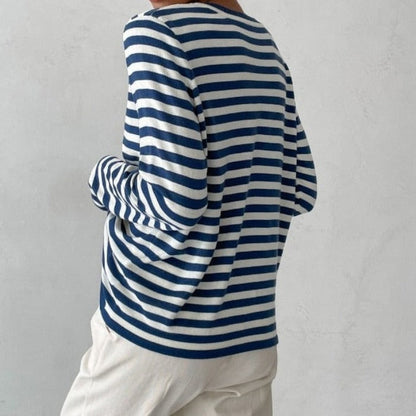 Pull Décontracté Rayé Doux pour Femme – Manches Longues Confortable