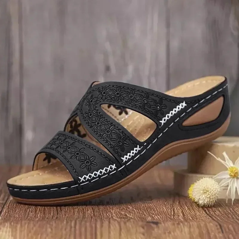 Sandales Orthopédiques Compensées à Brides Femmes – Amorti, Élégance