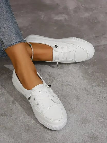 Chaussures Plates Décontractées pour Femme à Bout Rond avec Lacets
