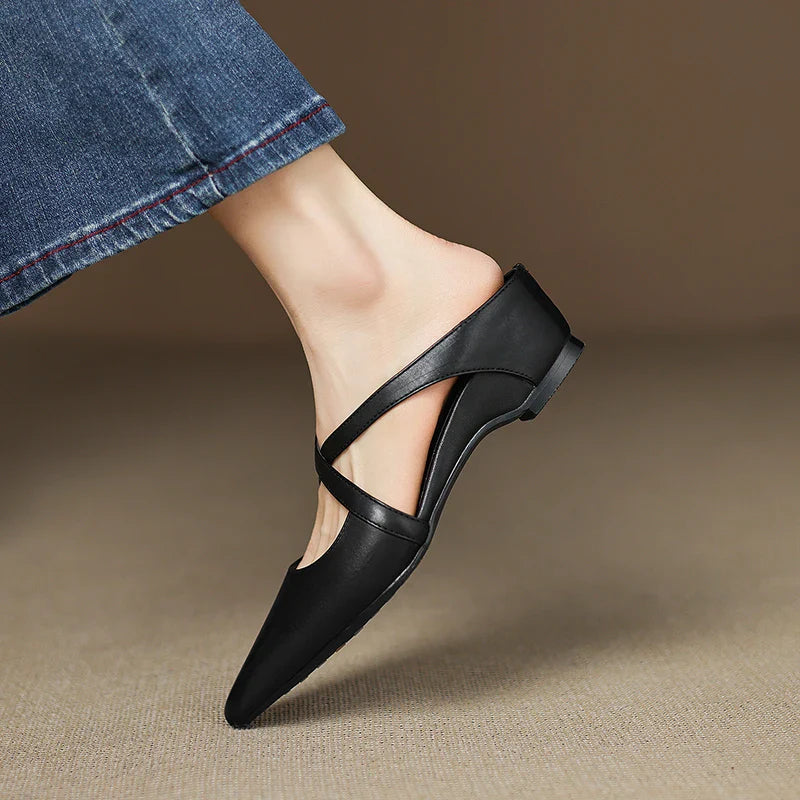 Mules en cuir véritable pour femmes – Élégantes, confortables et décontractées