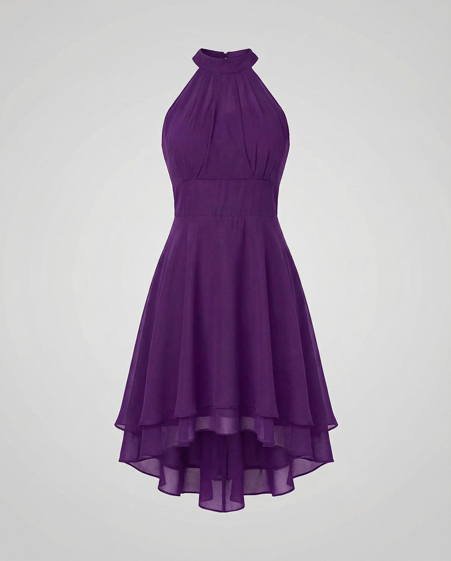 Robe Cocktail Élégante Femme – Mini Plissée En Chiffon Sans Manches