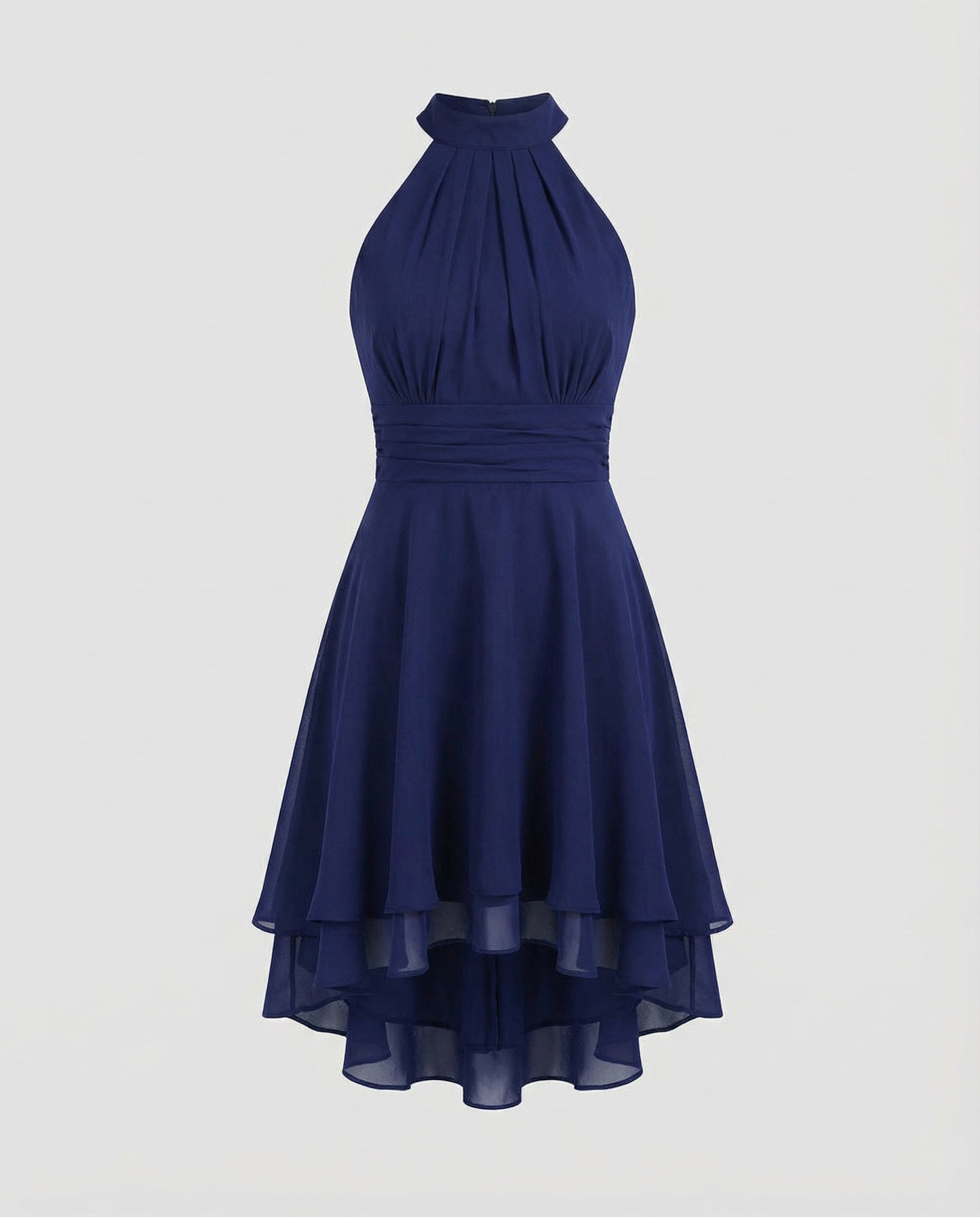 Robe Cocktail Élégante Femme – Mini Plissée En Chiffon Sans Manches