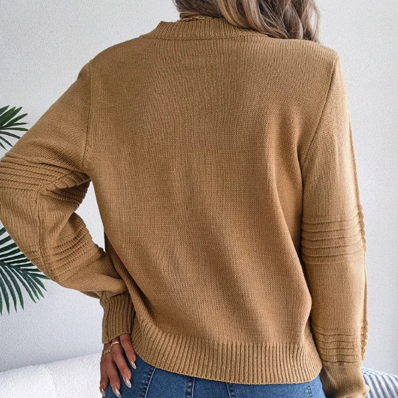 Pull Femme Col Rond Élégant – Tricot Confortable à Coupe Décontractée