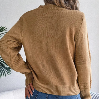 Pull Femme Col Rond Élégant – Tricot Confortable à Coupe Décontractée