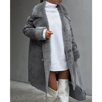 Manteau Long en Fausse Fourrure Épaissie Femme – Confort Luxueux pour l’Hiver