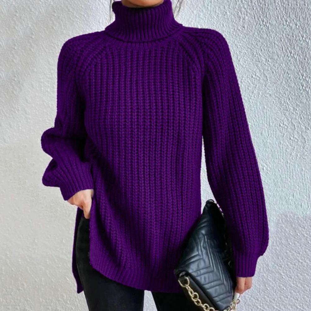 Pull col roulé tricoté tendance pour femmes
