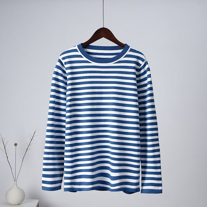 Pull Décontracté Rayé Doux pour Femme – Manches Longues Confortable