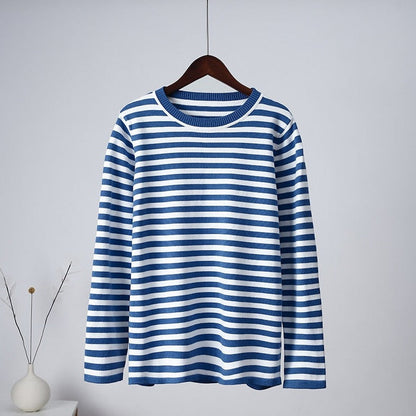 Pull Décontracté Rayé Doux pour Femme – Manches Longues Confortable