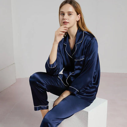 Pyjama satin femme manches longues – Ensemble confortable et élégant pour la nuit