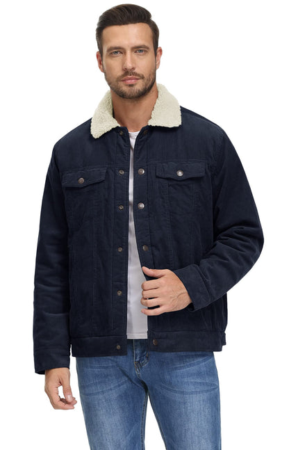 Veste pour Homme Style Velours Côtelé Résistante aux Intempéries – Manteau Doublé Teddy