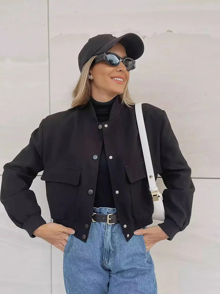 Veste Courte Hivernale Décontractée pour Femme avec Fermeture à Boutons