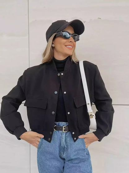 Veste Courte Hivernale Décontractée pour Femme avec Fermeture à Boutons