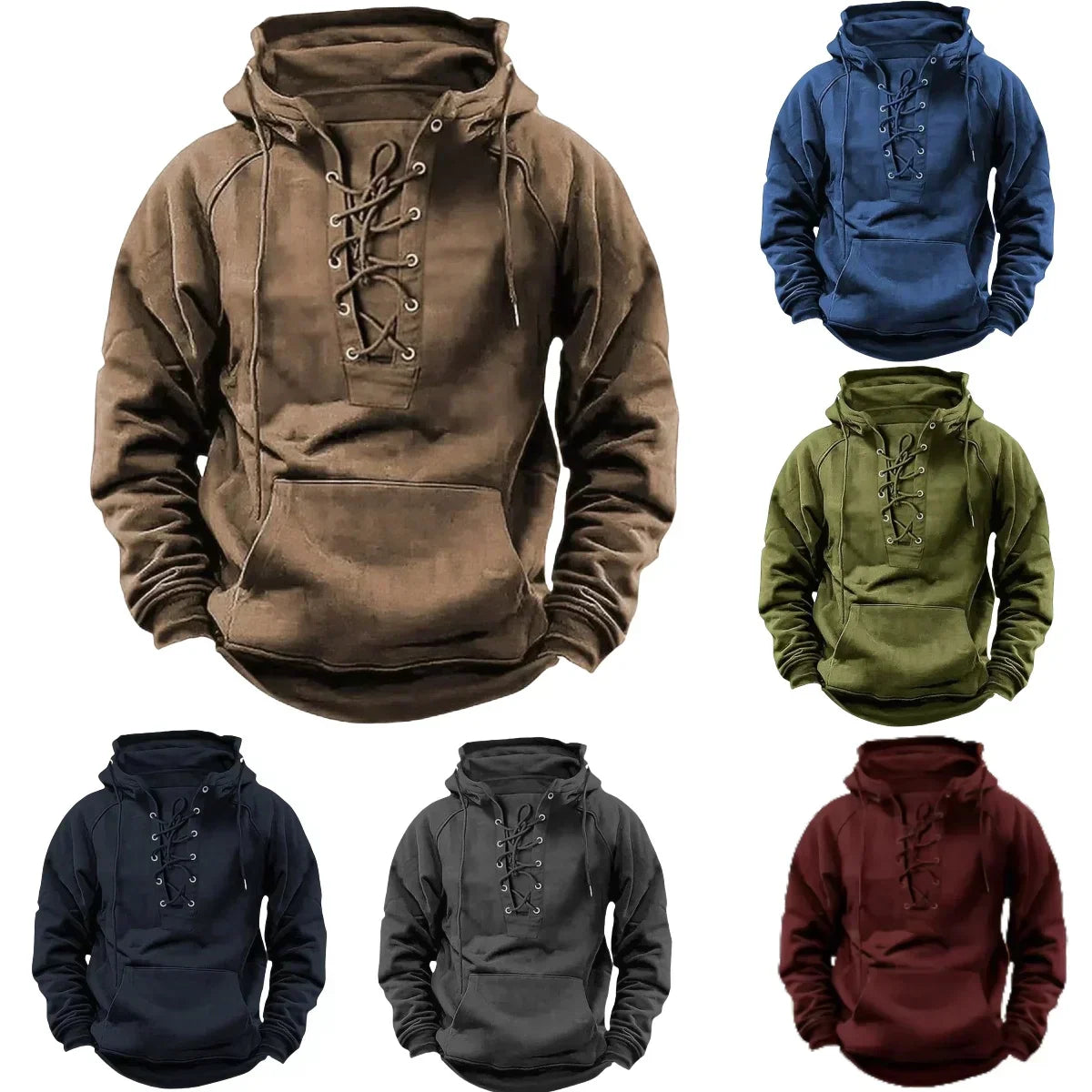 Hoodie robuste pour homme à lacets – Confort et style extérieur
