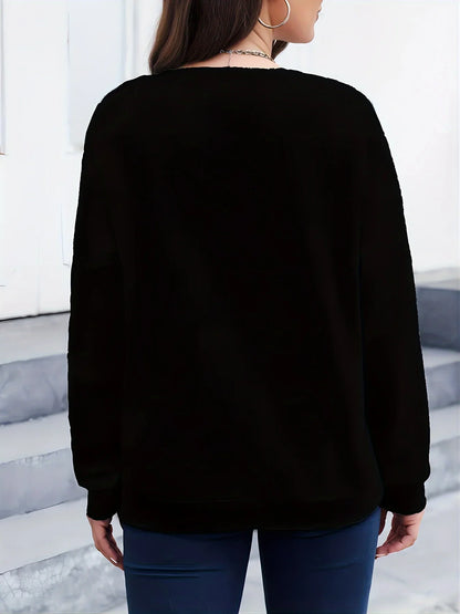 Sweatshirt Imprimé Cœurs pour Femme – Haut Élégant Décontracté et Confortable