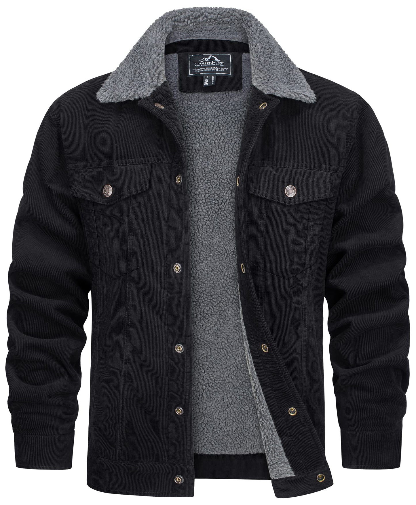 Veste pour Homme Style Velours Côtelé Résistante aux Intempéries – Manteau Doublé Teddy