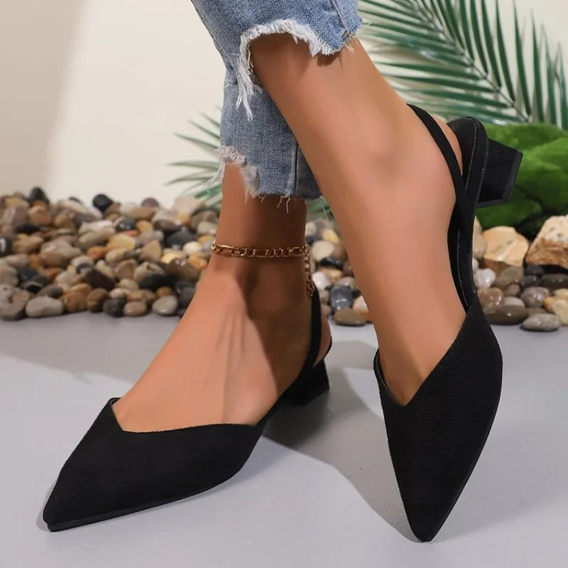 Escarpins slingback femme a talon bloc bas - Confortables et elegants