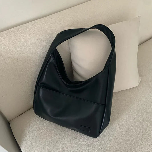 Sac à bandoulière élégant en simili cuir pour femme – Grand sac noir