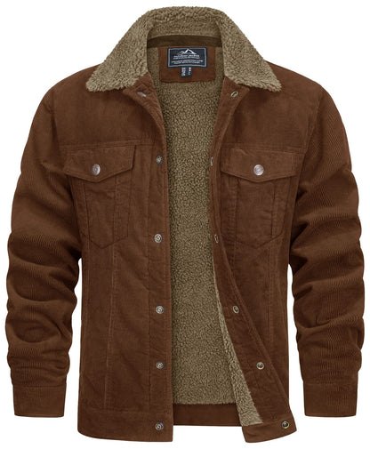 Veste pour Homme Style Velours Côtelé Résistante aux Intempéries – Manteau Doublé Teddy