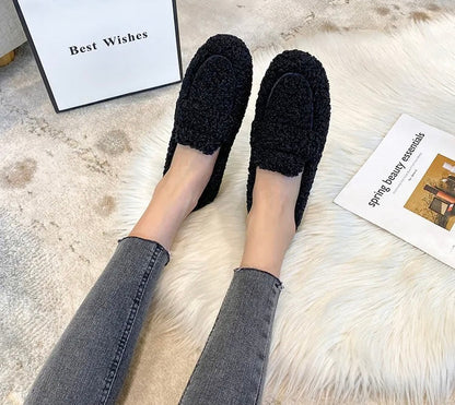 Chaussures d’Hiver Douillettes pour Femmes – Doublure Polaire Confort Slip-On