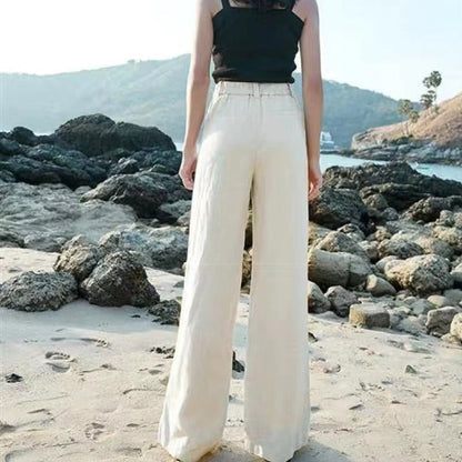 Pantalon Décontracté Élégant Femme – Pantalon Confort Classique à Jambe Large