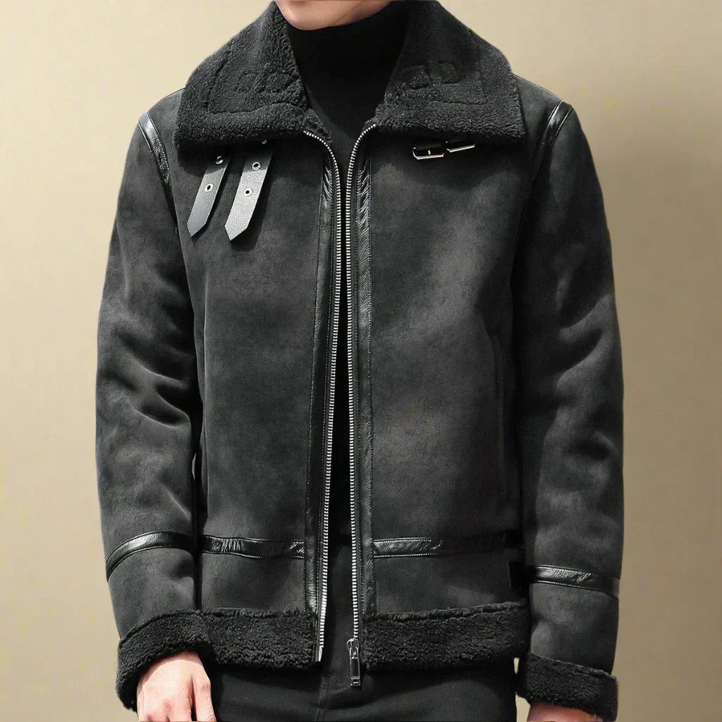 Manteau d’Hiver en Suède Premium pour Homme Ceinture – Manteau Chaud eStylé