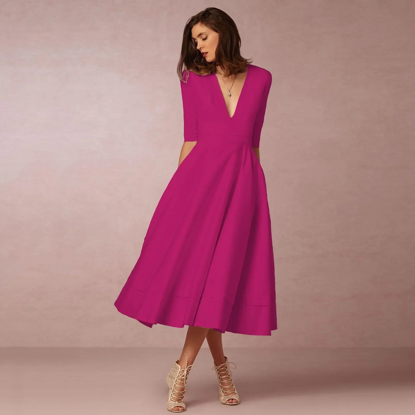 Robe Midi Évasée Élégante Femme – Silhouette Gracieuse et Intemporelle