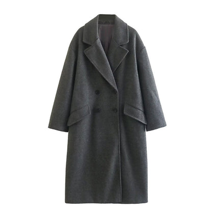 Manteau Long Femme en Laine Premium – Pardessus Long à Double Boutonnage