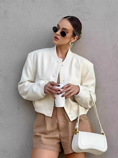 Veste Courte Hivernale Décontractée pour Femme avec Fermeture à Boutons