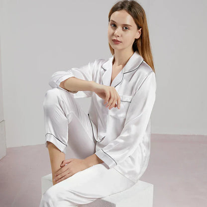 Pyjama satin femme manches longues – Ensemble confortable et élégant pour la nuit