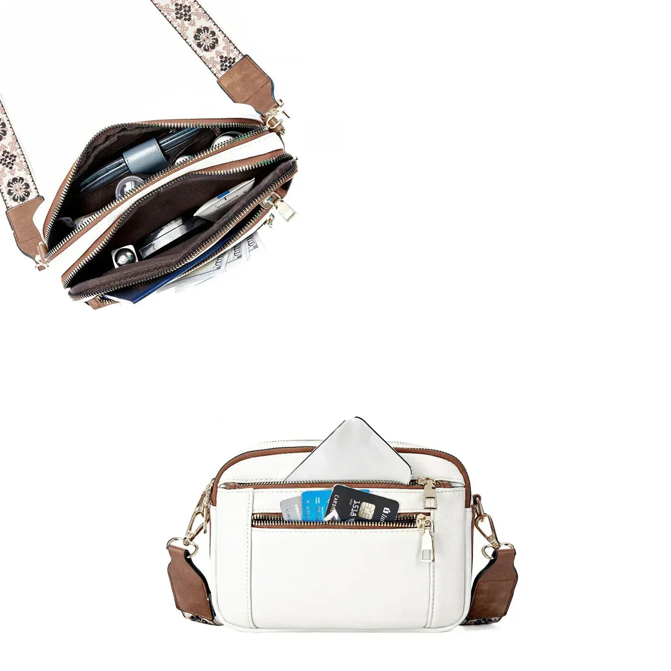 Refined Leather Shoulder Bag for Women – Mini Zip Bag to Wear on Shoulder