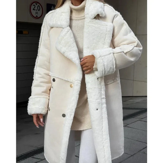 Manteau Long en Fausse Fourrure Épaissie Femme – Confort Luxueux pour l’Hiver