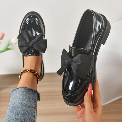 Mocassins en Cuir à Enfiler – Chaussures Élégantes avec Nœud et Semelle Plateforme