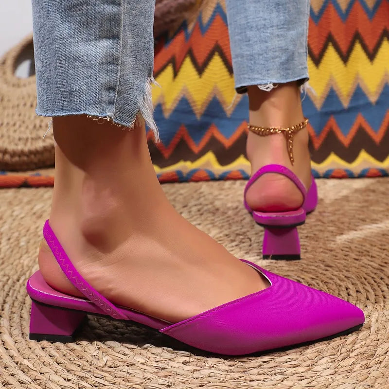 Escarpins slingback femme a talon bloc bas - Confortables et elegants