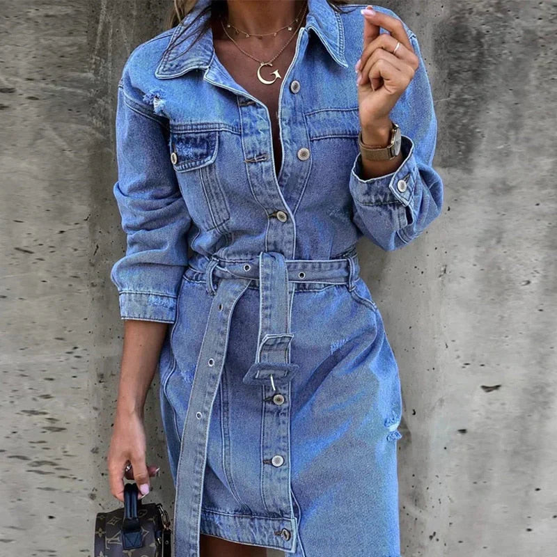 Pauletta Robe Denim Essentielle – Style Décontracté Classique pour Femme