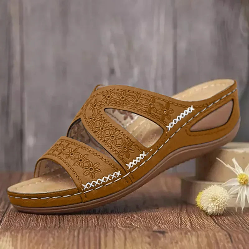 Sandales Orthopédiques Compensées à Brides Femmes – Amorti, Élégance