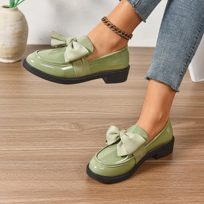 Mocassins en Cuir à Enfiler – Chaussures Élégantes avec Nœud et Semelle Plateforme
