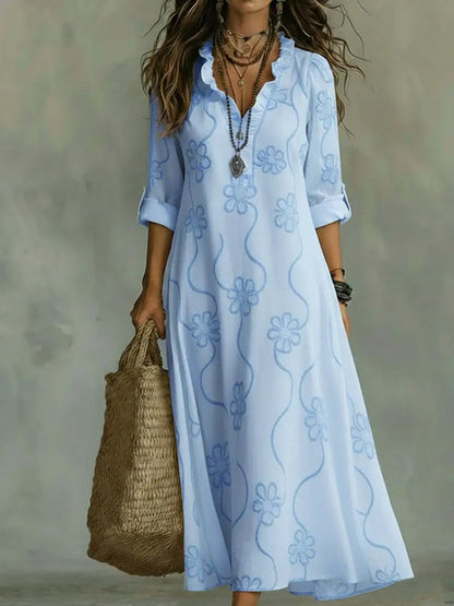 Women's Long Floral Summer Dress - Flowing and Radiant