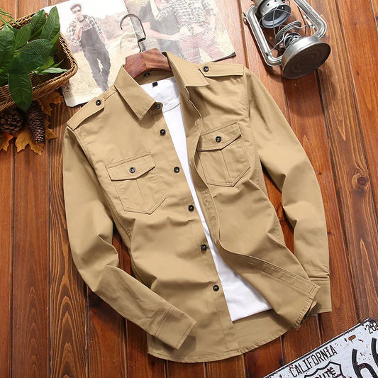 Chemise Ranger Homme À Manches Longues Boutonnée Avec Poches Poitrine – Style Classique Utilitaire