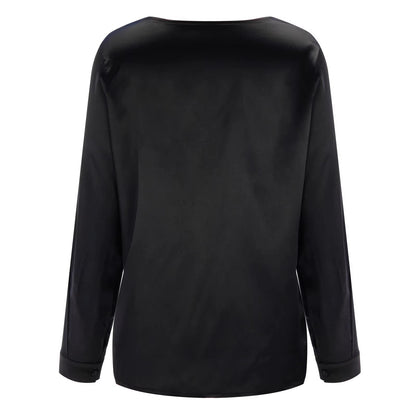 Chemisier satiné femme à décolleté plongeant – Blouse élégante fluide