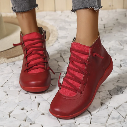 Bottines orthopédiques en cuir imperméables lacées pour femme – Confort quotidien